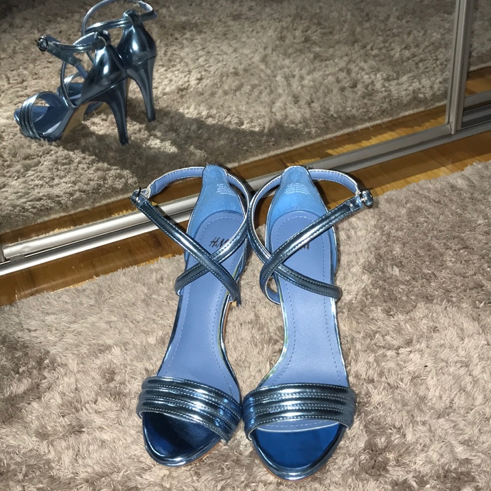 H&M metallic blue high heels